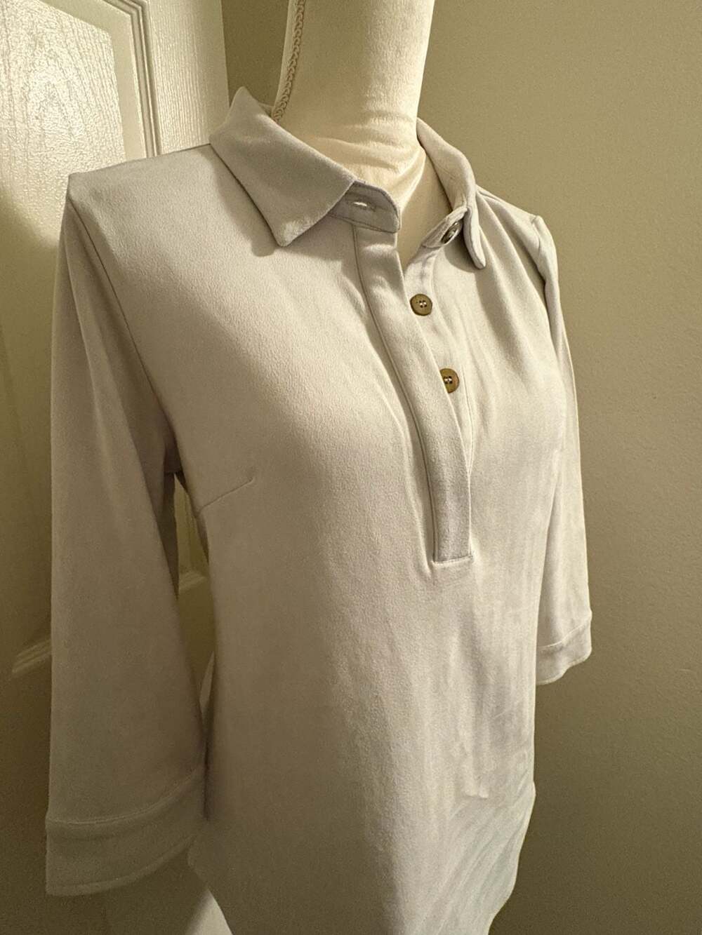 Soft and gorgeous Gretchen Scott Ultrasuede Three-Quarter Sleeve Popover Top